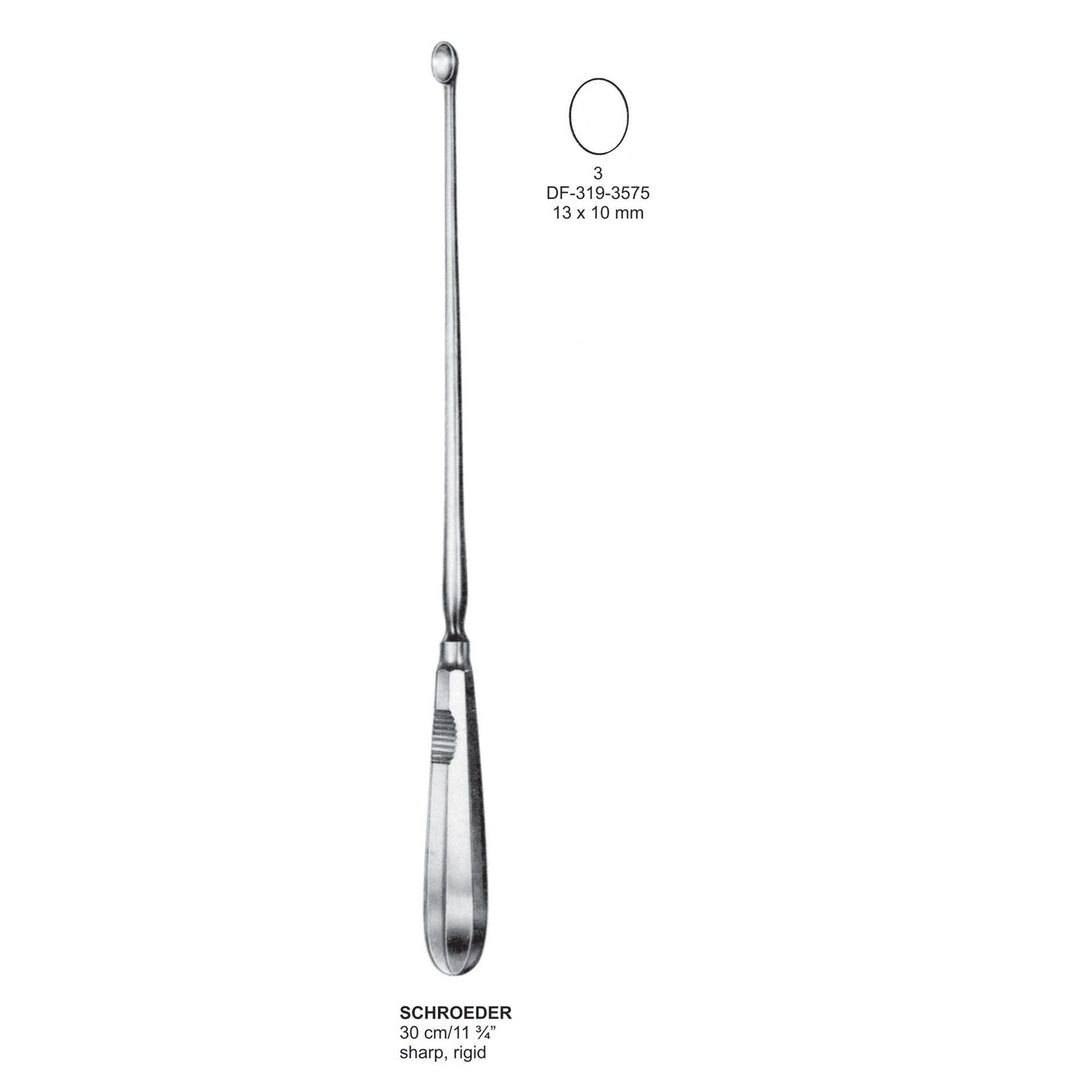 Schroeder Uterine Scoops,30Cm, Sharp, Rigid, Fig.3, 13X10mm (DF-319-3575) by Dr. Frigz