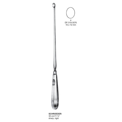 Schroeder Uterine Scoops,30Cm, Sharp, Rigid, Fig.4, 16X12mm (DF-319-3576)