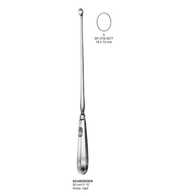 Schroeder Uterine Scoops,30Cm, Sharp, Rigid, Fig.5, 18X13mm (DF-319-3577)