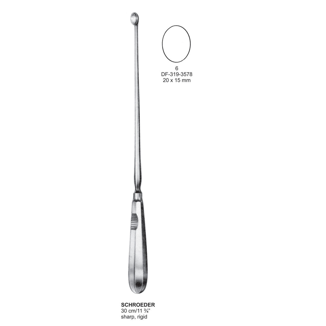 Schroeder Uterine Scoops,30Cm, Sharp, Rigid, Fig.6, 20X15mm (DF-319-3578) by Dr. Frigz