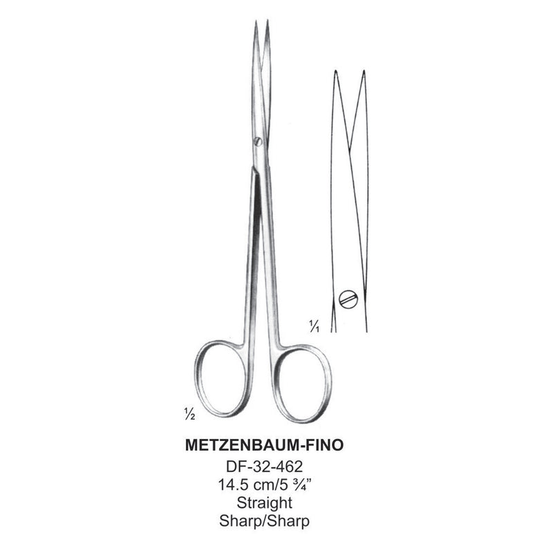 Metzenbaum-Fino Dissecting Scissors, Straight, Sharp-Sharp, 14.5cm  (DF-32-462) by Dr. Frigz