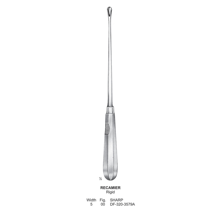Recamier Uterine Curettes, Rigid, Sharp, Fig.00, 5mm (DF-320-3579A) by Dr. Frigz