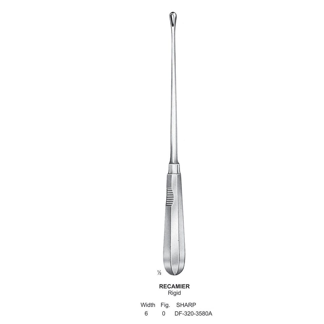 Recamier Uterine Curettes, Rigid, Sharp, Fig.0, 6mm (DF-320-3580A) by Dr. Frigz