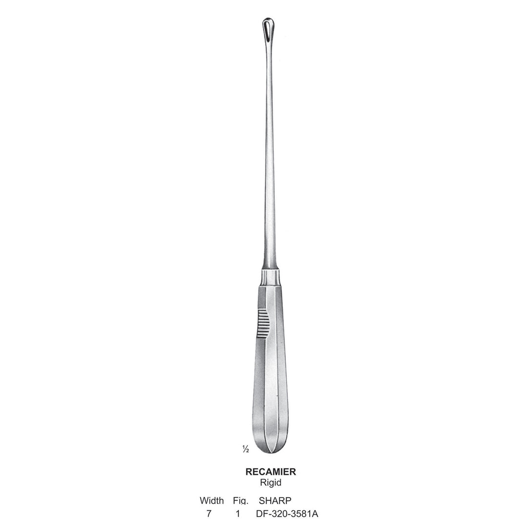 Recamier Uterine Curettes, Rigid, Sharp, Fig.1, 7mm (DF-320-3581A) by Dr. Frigz