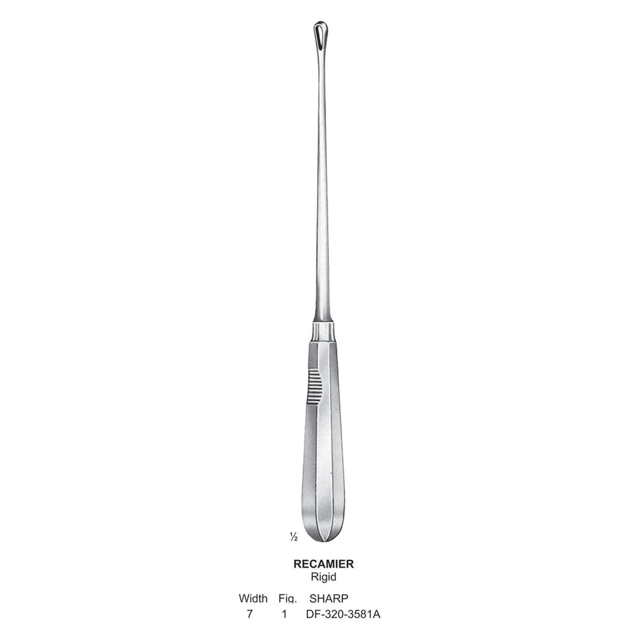 Recamier Uterine Curettes, Rigid, Sharp, Fig.1, 7mm (DF-320-3581A) by Dr. Frigz