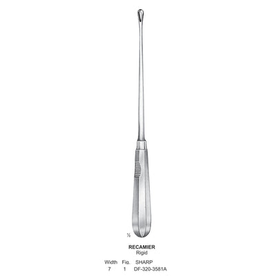 Recamier Uterine Curettes, Rigid, Sharp, Fig.1, 7mm (DF-320-3581A)