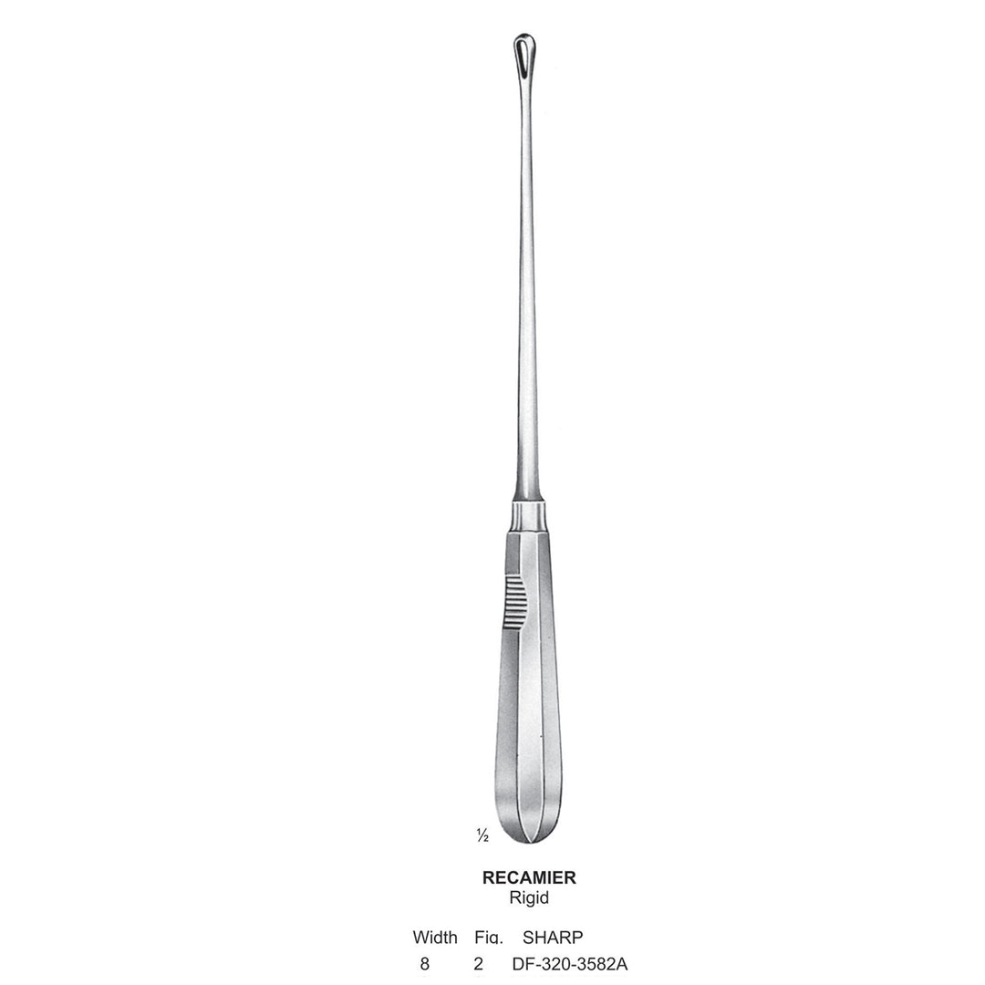 Recamier Uterine Curettes, Rigid, Sharp, Fig.2, 8mm (DF-320-3582A) by Dr. Frigz