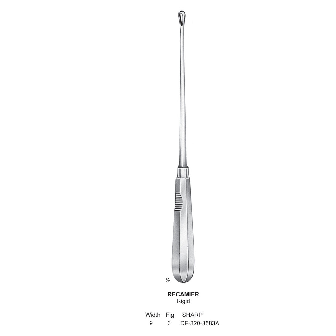 Recamier Uterine Curettes, Rigid, Sharp, Fig.3, 9mm (DF-320-3583A) by Dr. Frigz