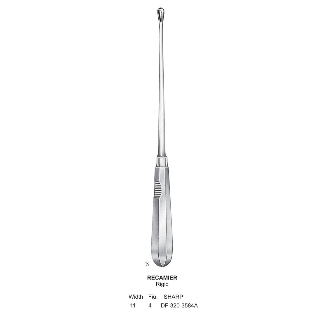 Recamier Uterine Curettes, Rigid, Sharp, Fig.4, 11mm (DF-320-3584A) by Dr. Frigz