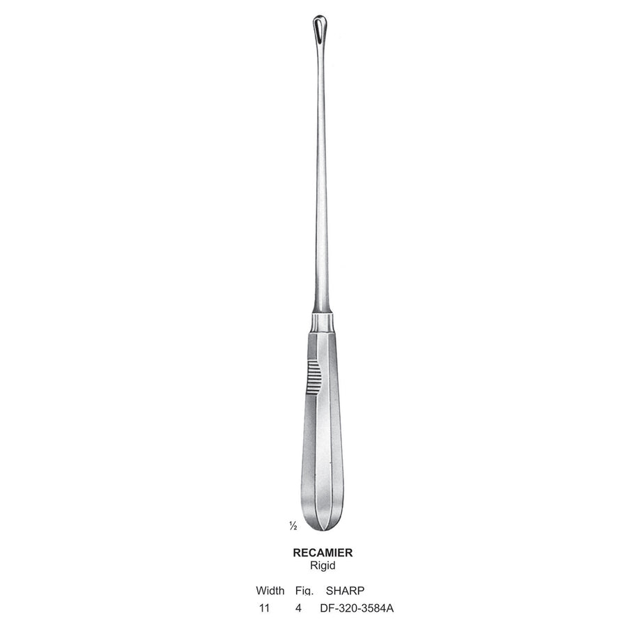 Recamier Uterine Curettes, Rigid, Sharp, Fig.4, 11mm (DF-320-3584A) by Dr. Frigz