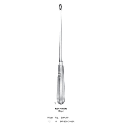 Recamier Uterine Curettes, Rigid, Sharp, Fig.5, 12mm (DF-320-3585A)