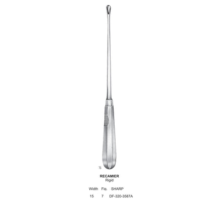 Recamier Uterine Curettes, Rigid, Sharp, Fig.7, 15mm (DF-320-3587A)