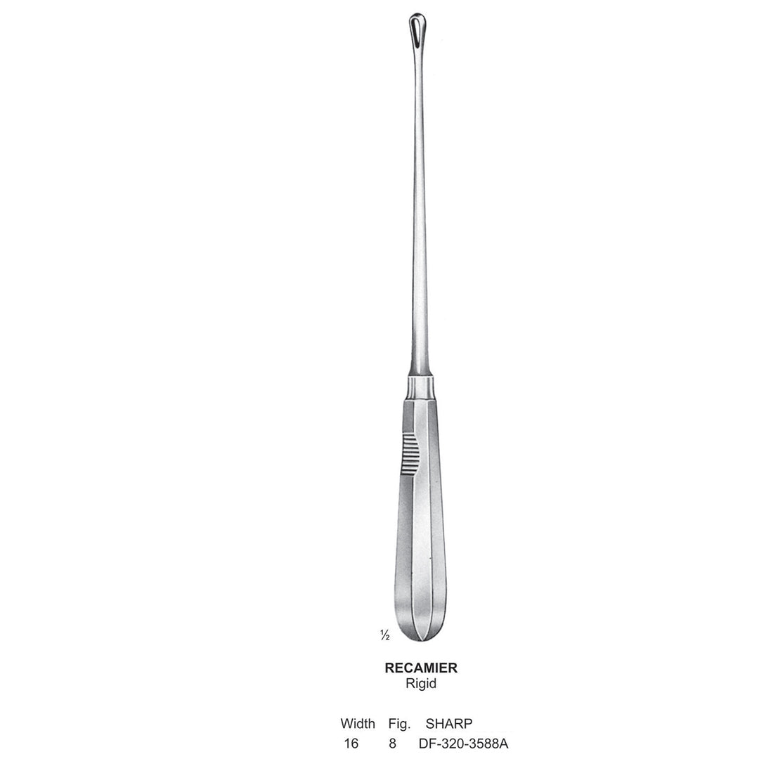 Recamier Uterine Curettes, Rigid, Sharp, Fig.8, 16mm (DF-320-3588A) by Dr. Frigz