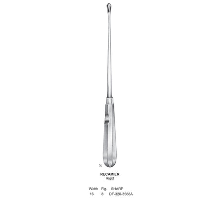 Recamier Uterine Curettes, Rigid, Sharp, Fig.8, 16mm (DF-320-3588A)