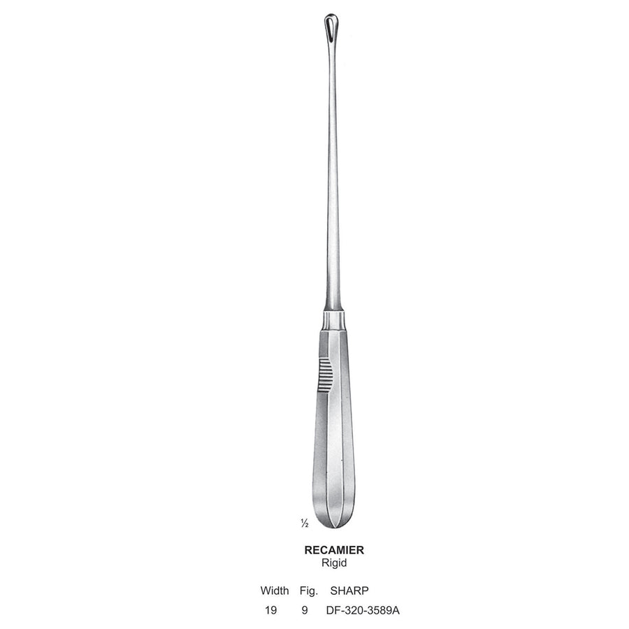 Recamier Uterine Curettes, Rigid, Sharp, Fig.9, 19mm (DF-320-3589A) by Dr. Frigz