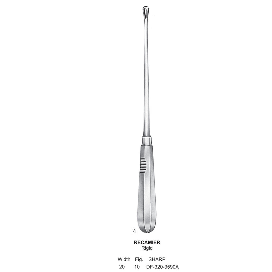 Recamier Uterine Curettes, Rigid, Sharp, Fig.10, 20mm (DF-320-3590A) by Dr. Frigz