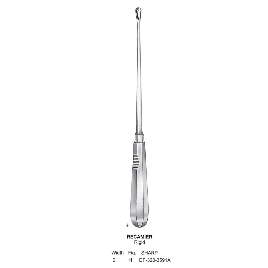 Recamier Uterine Curettes, Rigid, Sharp, Fig.11, 21mm (DF-320-3591A) by Dr. Frigz