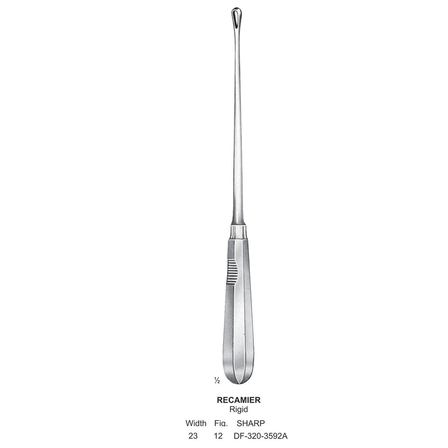 Recamier Uterine Curettes, Rigid, Sharp, Fig.12, 23mm (DF-320-3592A) by Dr. Frigz