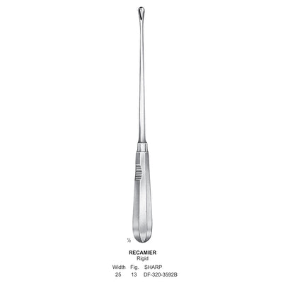 Recamier Uterine Curettes, Rigid, Sharp, Fig.13, 25mm (DF-320-3592B)