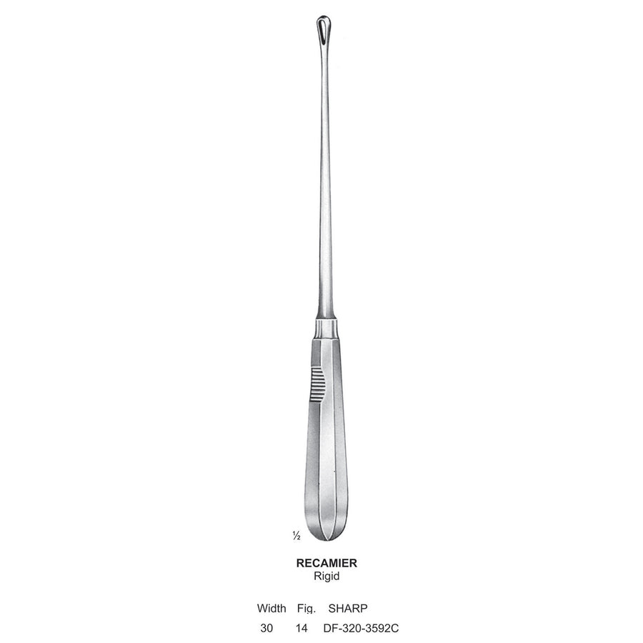 Recamier Uterine Curettes, Rigid, Sharp, Fig.14, 30mm (DF-320-3592C) by Dr. Frigz