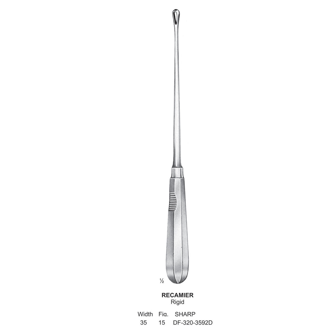 Recamier Uterine Curettes, Rigid, Sharp, Fig.15, 35mm (DF-320-3592D) by Dr. Frigz