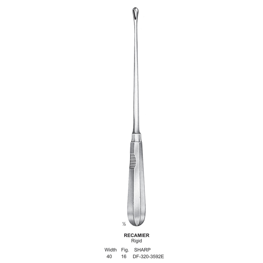 Recamier Uterine Curettes, Rigid, Sharp, Fig.16, 40mm (DF-320-3592E) by Dr. Frigz