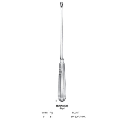 Recamier Uterine Curettes , Rigid, Blunt, Fig.3, 9mm (DF-320-3597A)