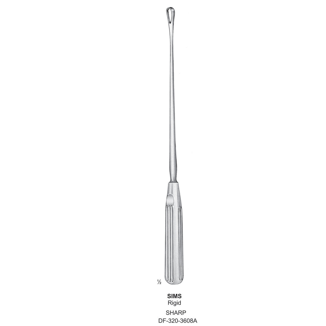 Sims Uterine Curettes , Rigid, Sharp, Fig.0, 5mm (DF-320-3608A) by Dr. Frigz