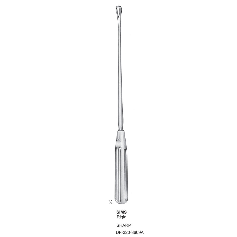 Sims Uterine Curettes , Rigid, Sharp, Fig.1, 6mm (DF-320-3609A) by Dr. Frigz