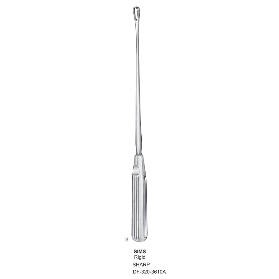 Sims Uterine Curettes , Rigid, Sharp, Fig.2, 7mm (DF-320-3610A) by Dr. Frigz