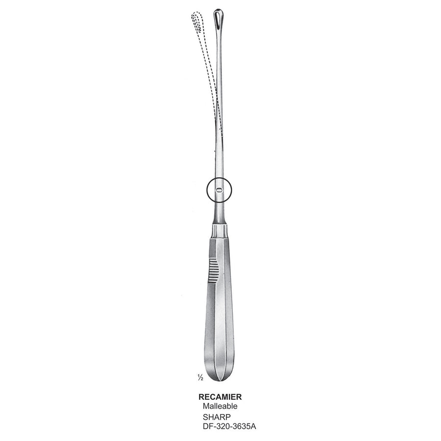 Recamier Uterine Curettes , Malleable, Sharp, Fig.00, 5mm 30cm (DF-320-3635A) by Dr. Frigz