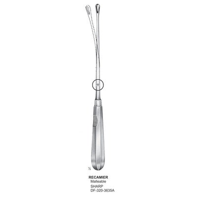 Recamier Uterine Curettes , Malleable, Sharp, Fig.00, 5mm 30cm (DF-320-3635A)