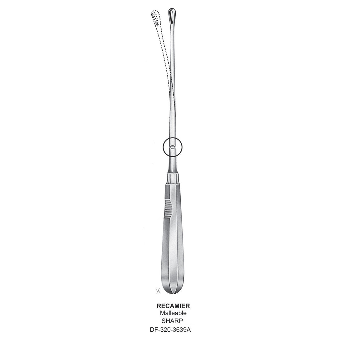 Recamier Uterine Curettes , Malleable, Sharp, Fig.3, 9mm 31cm (DF-320-3639A) by Dr. Frigz