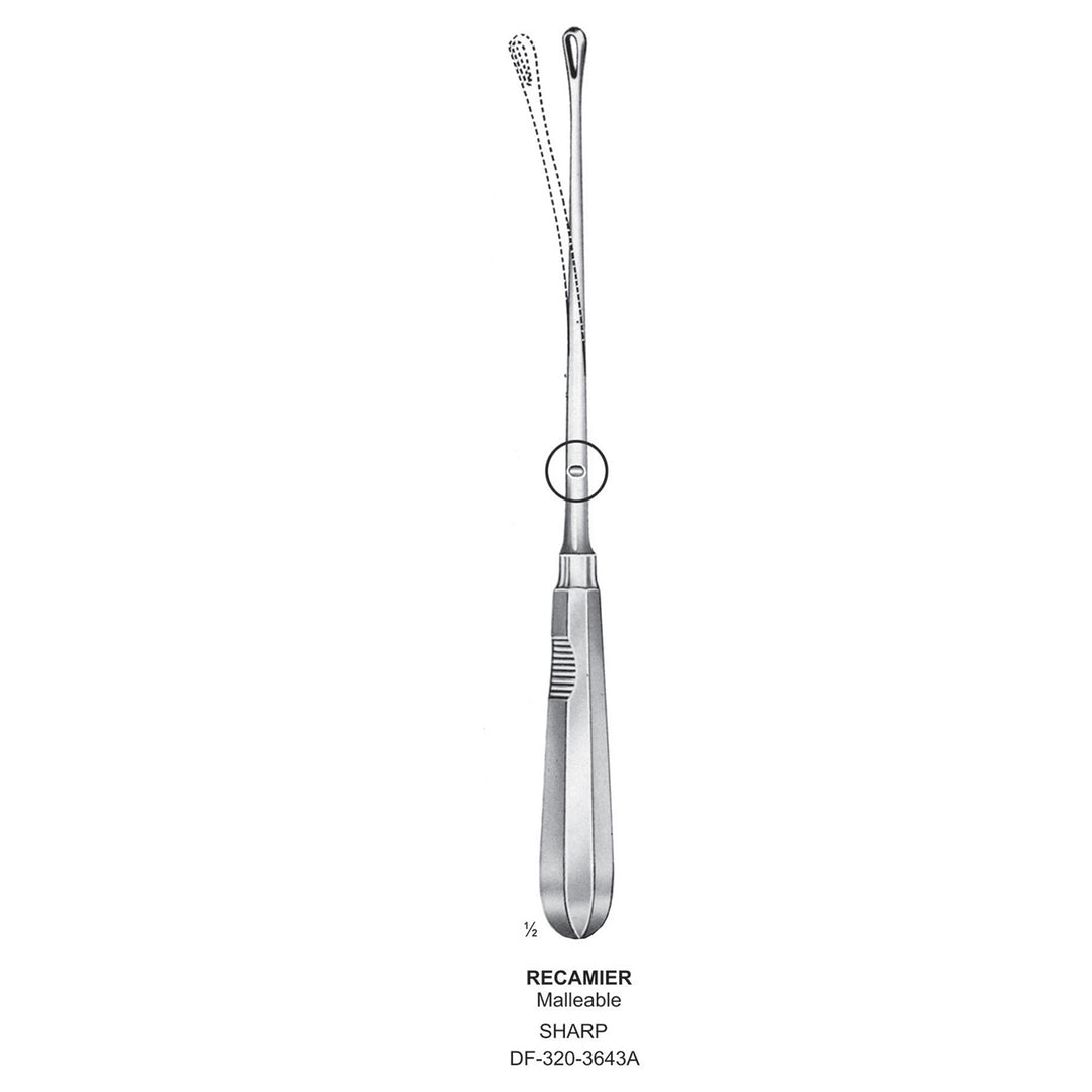 Recamier Uterine Curettes , Malleable, Sharp, Fig.7, 15mm 32cm (DF-320-3643A) by Dr. Frigz
