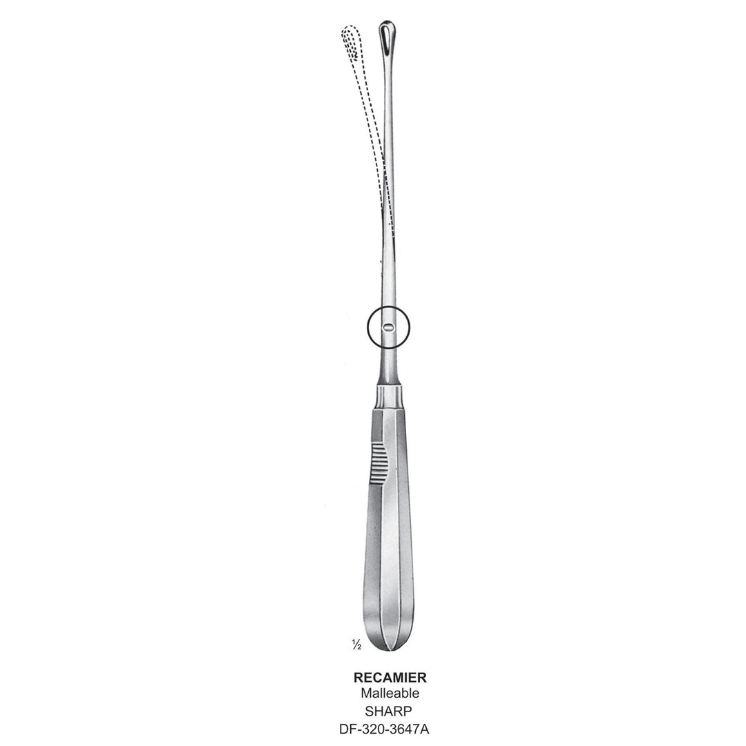 Recamier Uterine Curettes , Malleable, Sharp, Fig.11, 21mm 32cm (DF-320-3647A) by Dr. Frigz