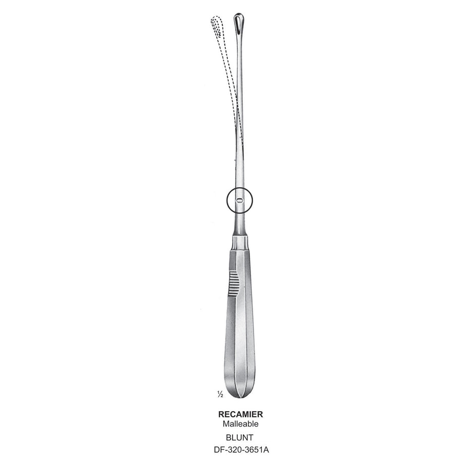 Recamier Uterine Curettes , Malleable, Blunt, Fig.1, 7mm 30.5cm (DF-320-3651A) by Dr. Frigz