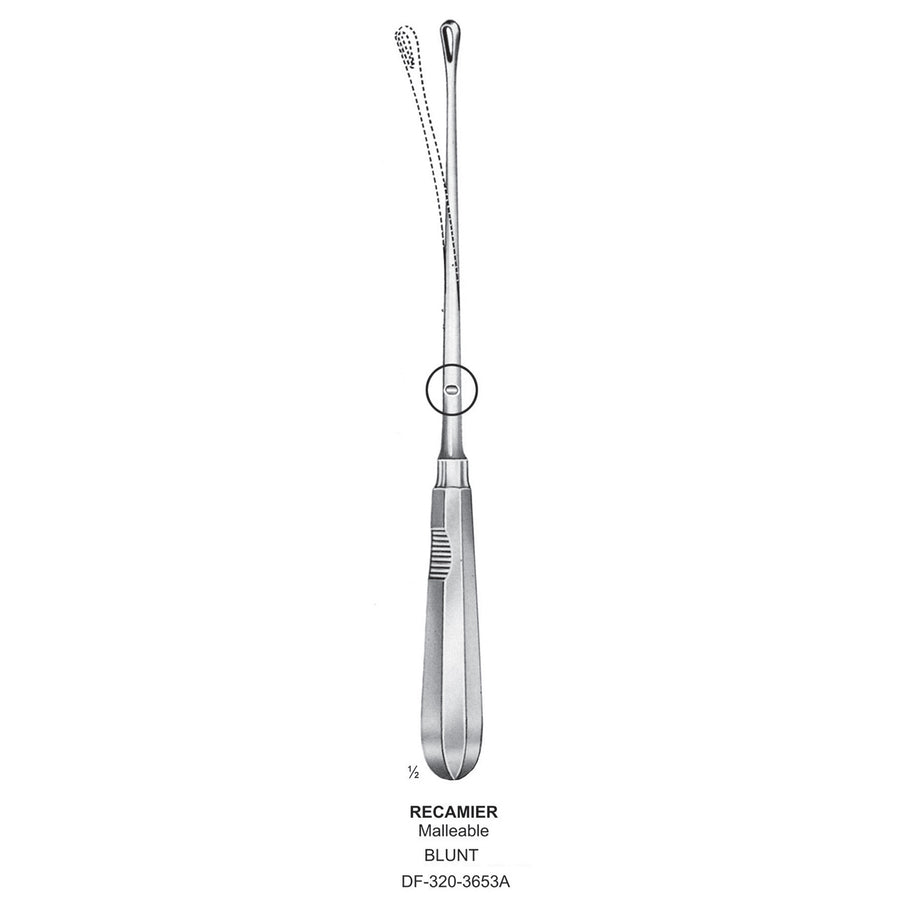 Recamier Uterine Curettes , Malleable, Blunt, Fig.3, 9mm 31cm (DF-320-3653A) by Dr. Frigz