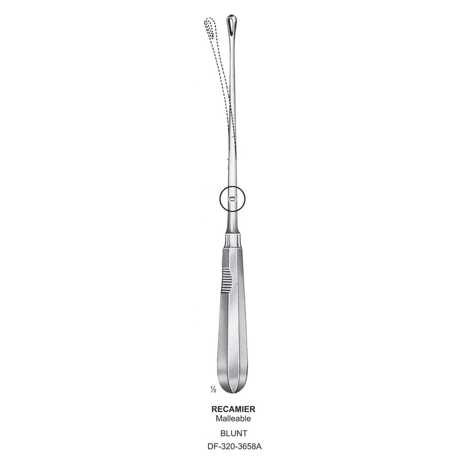 Recamier Uterine Curettes , Malleable, Blunt, Fig.8, 16mm 32cm (DF-320-3658A) by Dr. Frigz