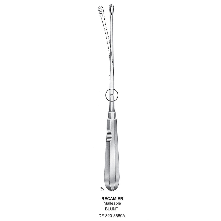Recamier Uterine Curettes , Malleable, Blunt, Fig.9, 19mm 32cm (DF-320-3659A) by Dr. Frigz