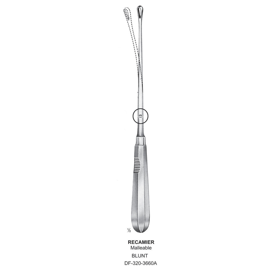 Recamier Uterine Curettes , Malleable, Blunt, Fig.10, 20mm 32cm (DF-320-3660A) by Dr. Frigz