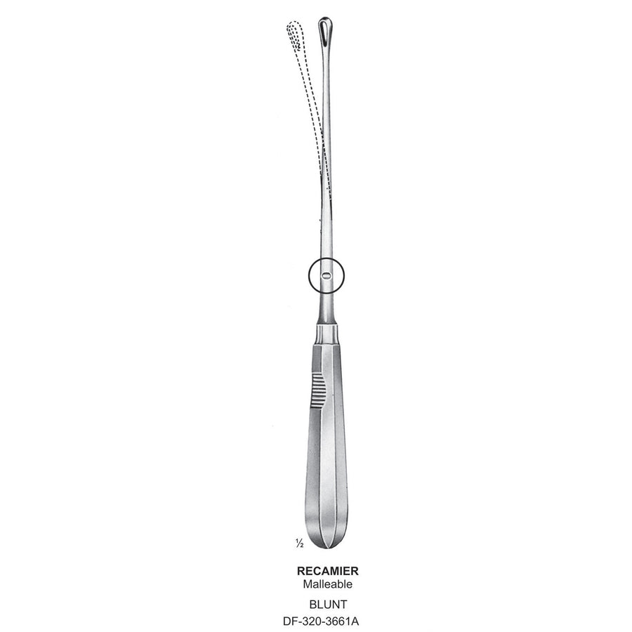 Recamier Uterine Curettes , Malleable, Blunt, Fig.11, 21mm 32cm (DF-320-3661A) by Dr. Frigz