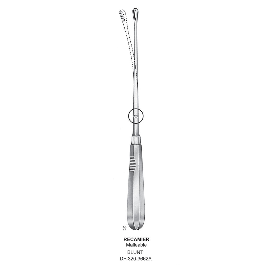 Recamier Uterine Curettes , Malleable, Blunt, Fig.12, 23mm 32cm (DF-320-3662A) by Dr. Frigz