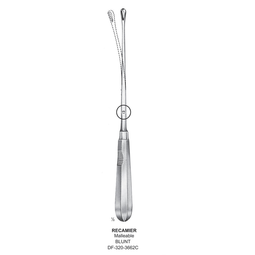 Recamier Uterine Curettes , Malleable, Blunt, Fig.14, 30mm 34.5cm (DF-320-3662C) by Dr. Frigz