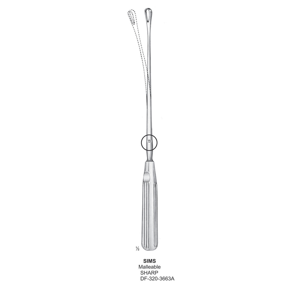 Sims Uterine Curettes , Malleable, Sharp, Fig.00, 5mm 30cm (DF-320-3663A) by Dr. Frigz