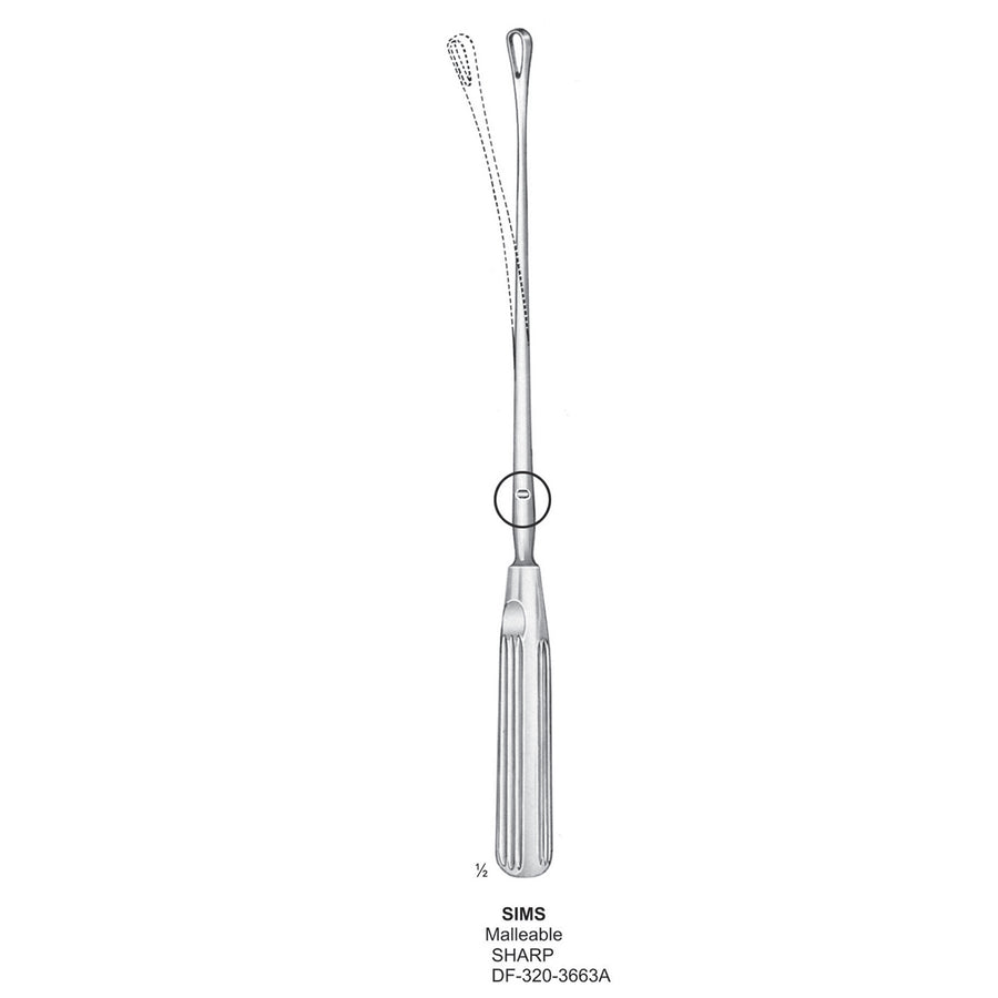 Sims Uterine Curettes , Malleable, Sharp, Fig.00, 5mm 30cm (DF-320-3663A) by Dr. Frigz