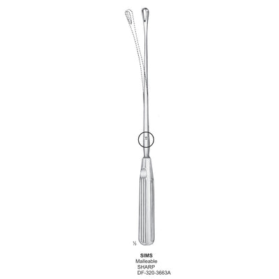 Sims Uterine Curettes , Malleable, Sharp, Fig.00, 5mm 30cm (DF-320-3663A)