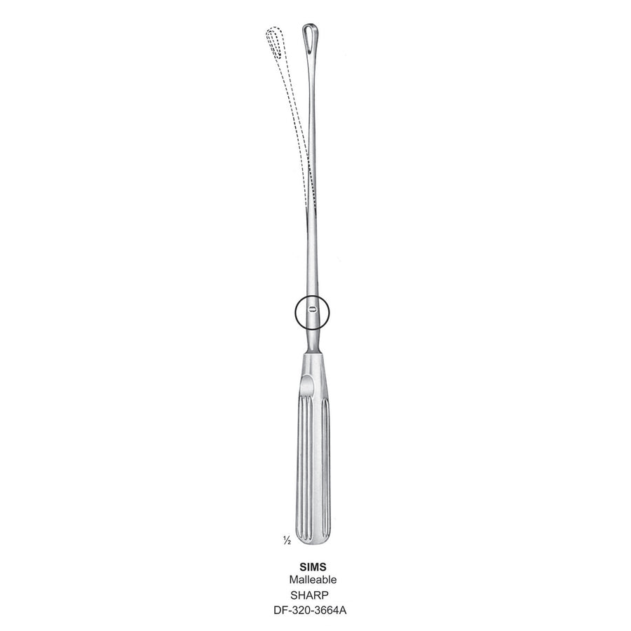 Sims Uterine Curettes , Malleable, Sharp, Fig.0, 5mm 30.5cm (DF-320-3664A) by Dr. Frigz