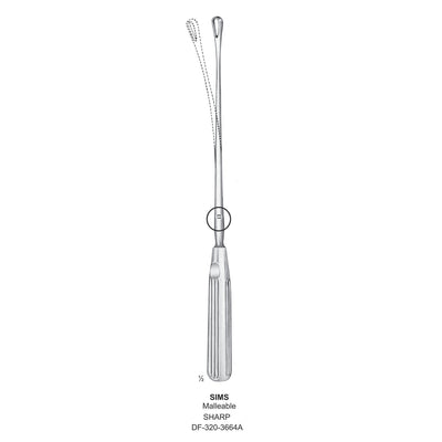 Sims Uterine Curettes , Malleable, Sharp, Fig.0, 5mm 30.5cm (DF-320-3664A)