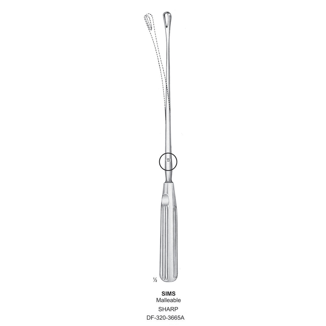 Sims Uterine Curettes , Malleable, Sharp, Fig.1, 6mm 30.5cm (DF-320-3665A) by Dr. Frigz