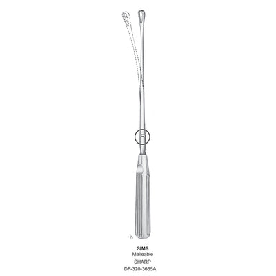 Sims Uterine Curettes , Malleable, Sharp, Fig.1, 6mm 30.5cm (DF-320-3665A)
